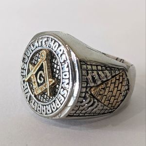 Vintage Freemason Fraternal Compass  Square Latin Size 9 Faux Silver Luxury Ring